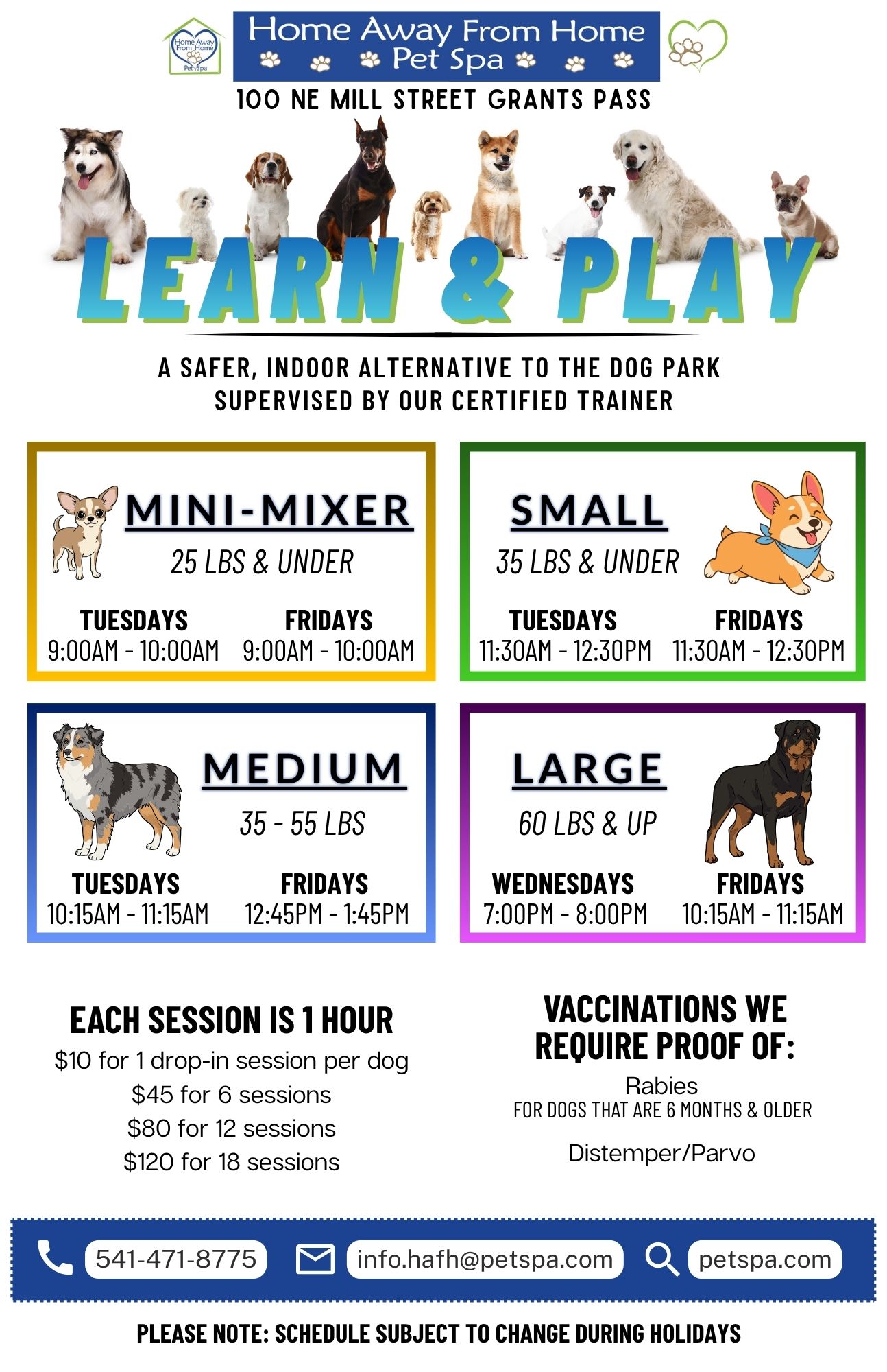 Learn & Play Schedule